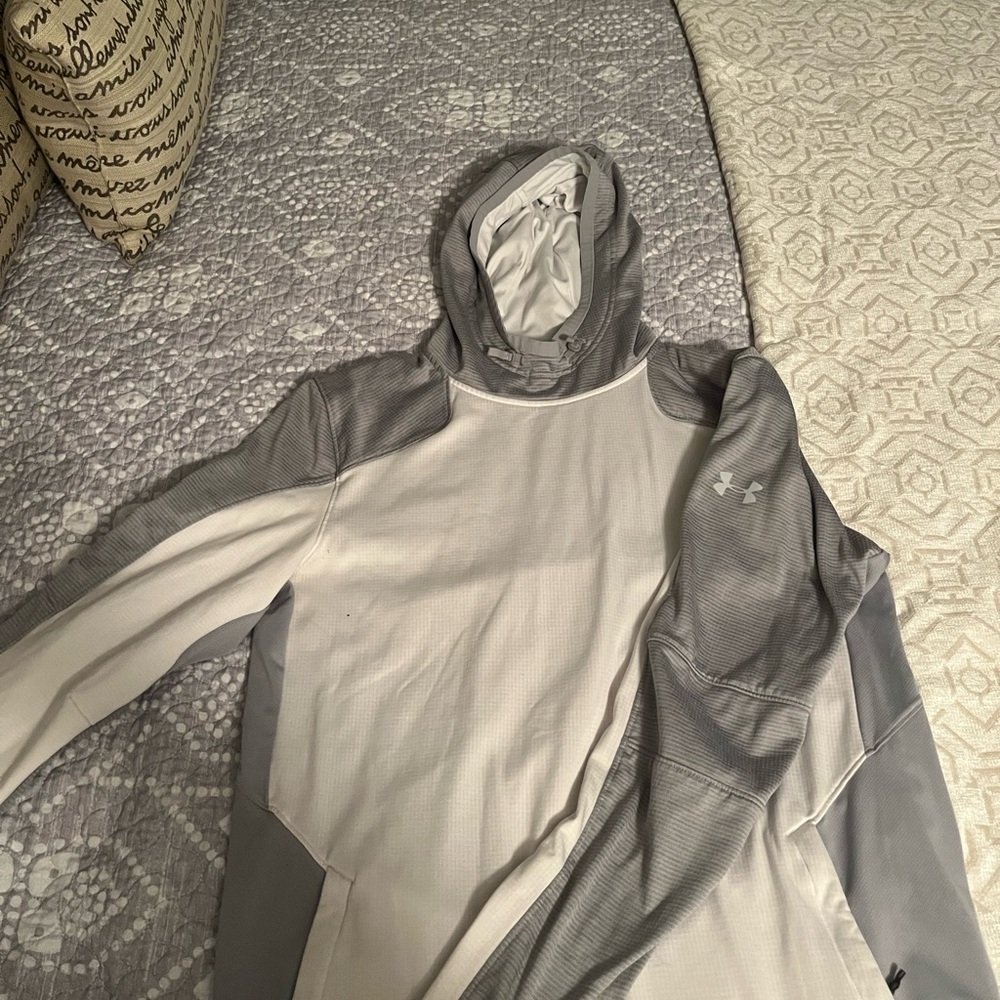 Under Armour Gray and White Hoodie.  Men's Size Medium.